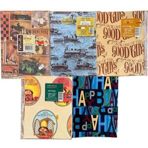 Vtg Forget Me Not American Greetings Gift Wrap Lot 6 Packs NOS Birthday Men Asst